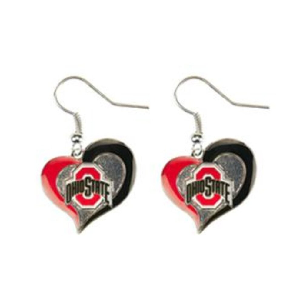 New NCAA Ohio State Buckeyes Swirl Heart Earrings for women